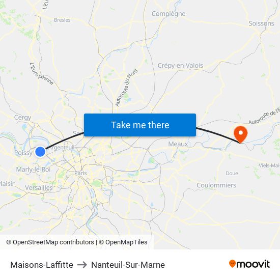 Maisons-Laffitte to Nanteuil-Sur-Marne map