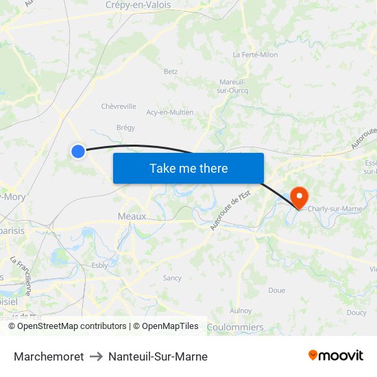 Marchemoret to Nanteuil-Sur-Marne map
