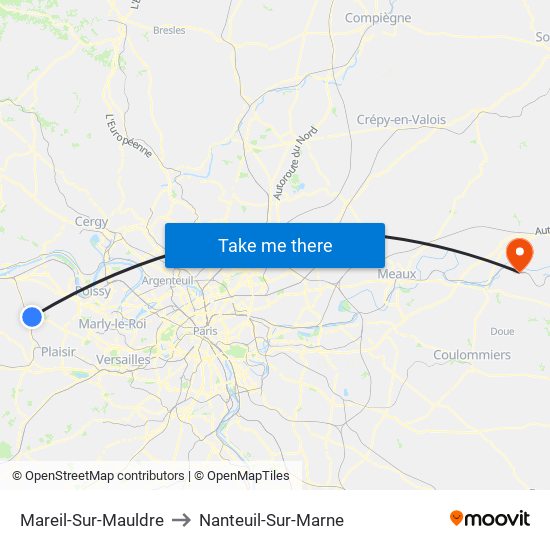 Mareil-Sur-Mauldre to Nanteuil-Sur-Marne map