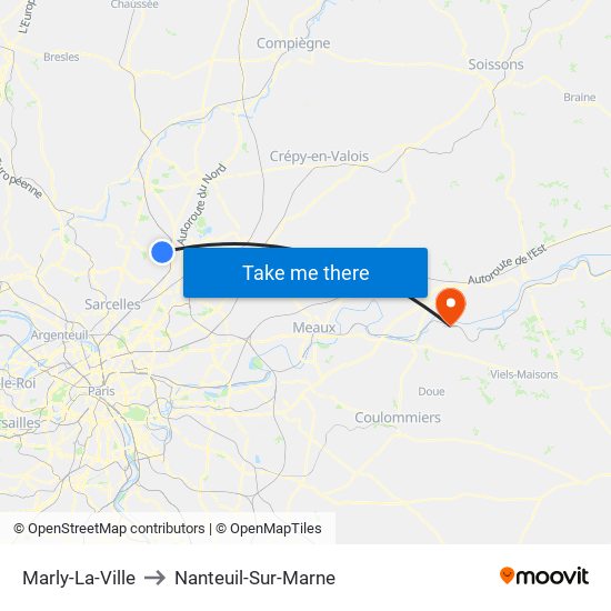 Marly-La-Ville to Nanteuil-Sur-Marne map