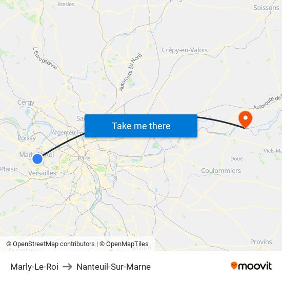 Marly-Le-Roi to Nanteuil-Sur-Marne map