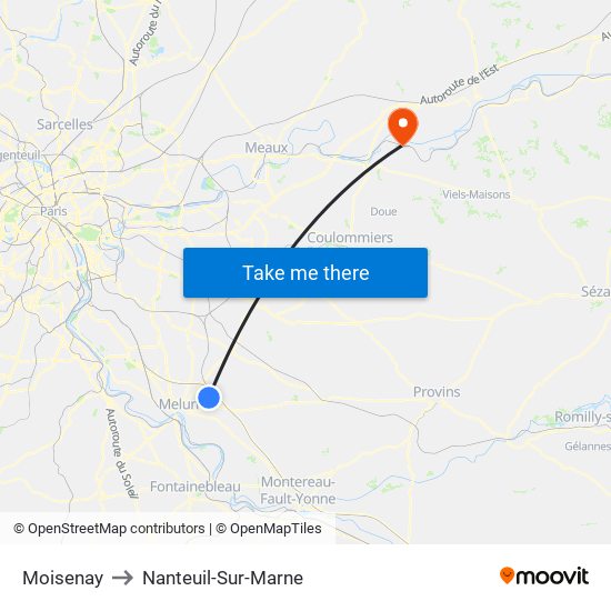 Moisenay to Nanteuil-Sur-Marne map