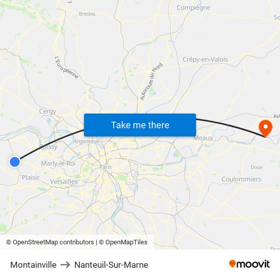 Montainville to Nanteuil-Sur-Marne map