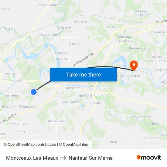 Montceaux-Les-Meaux to Nanteuil-Sur-Marne map