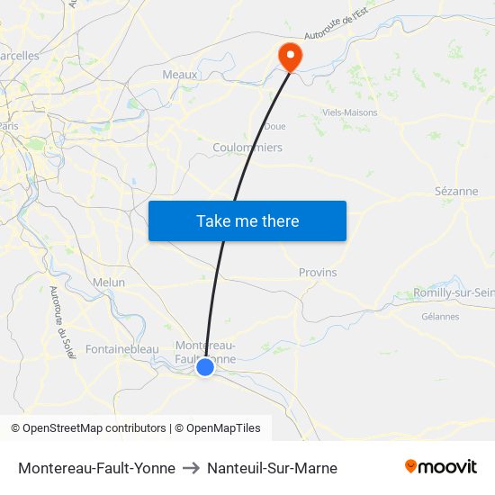 Montereau-Fault-Yonne to Nanteuil-Sur-Marne map