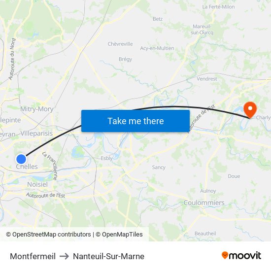 Montfermeil to Nanteuil-Sur-Marne map