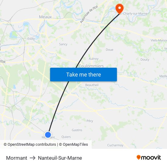 Mormant to Nanteuil-Sur-Marne map