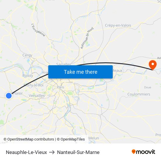 Neauphle-Le-Vieux to Nanteuil-Sur-Marne map