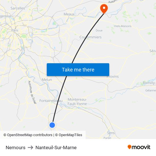 Nemours to Nanteuil-Sur-Marne map