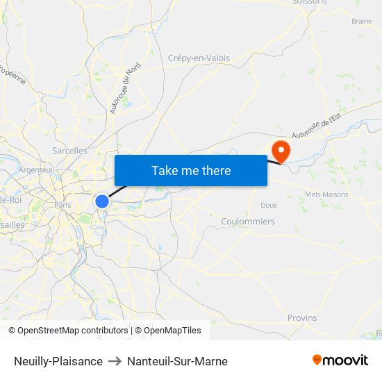 Neuilly-Plaisance to Nanteuil-Sur-Marne map