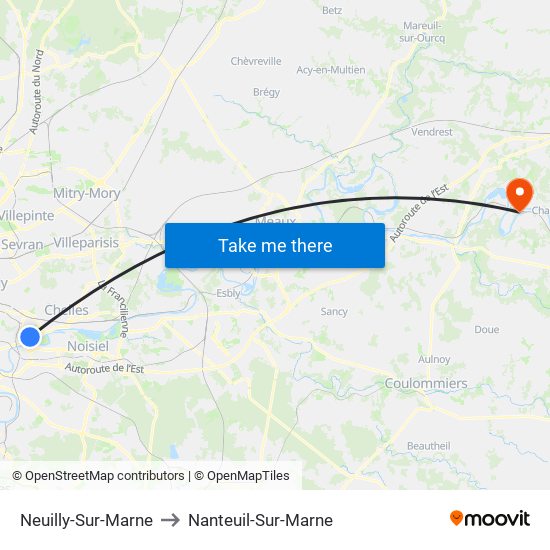 Neuilly-Sur-Marne to Nanteuil-Sur-Marne map