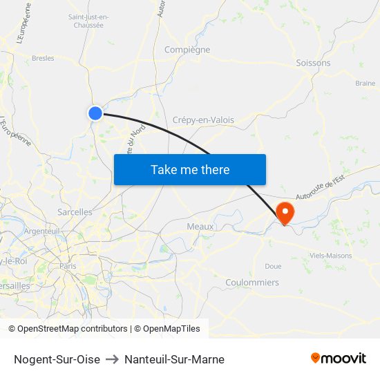 Nogent-Sur-Oise to Nanteuil-Sur-Marne map