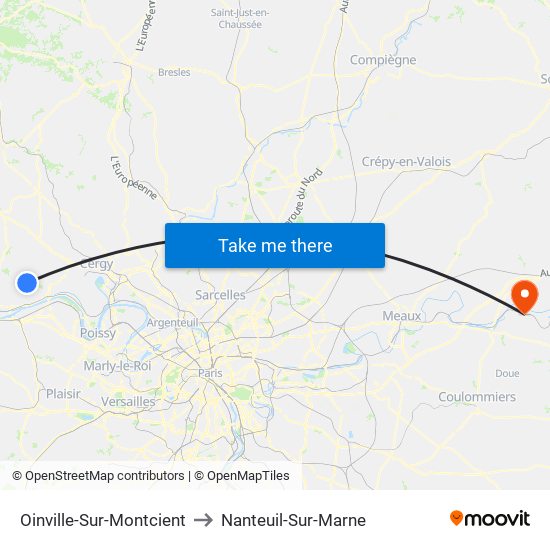 Oinville-Sur-Montcient to Nanteuil-Sur-Marne map
