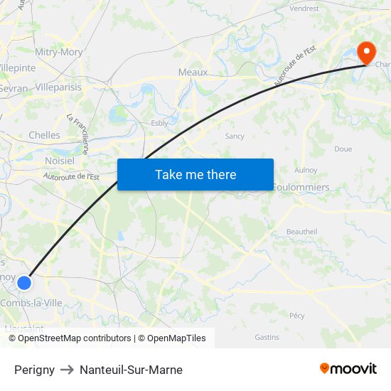 Perigny to Nanteuil-Sur-Marne map