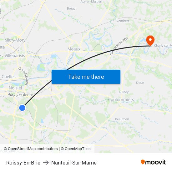 Roissy-En-Brie to Nanteuil-Sur-Marne map