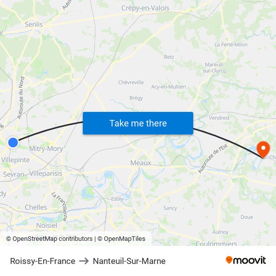Roissy-En-France to Nanteuil-Sur-Marne map
