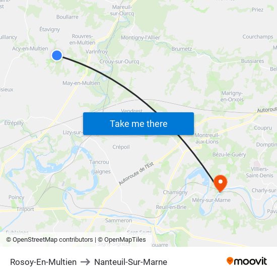 Rosoy-En-Multien to Nanteuil-Sur-Marne map