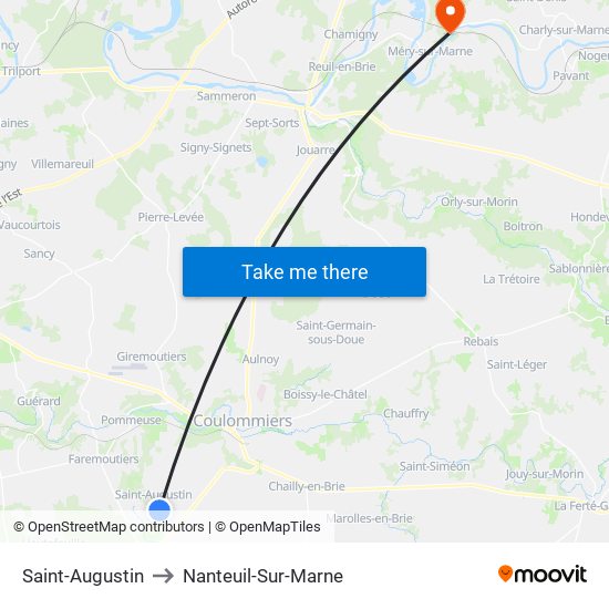 Saint-Augustin to Nanteuil-Sur-Marne map
