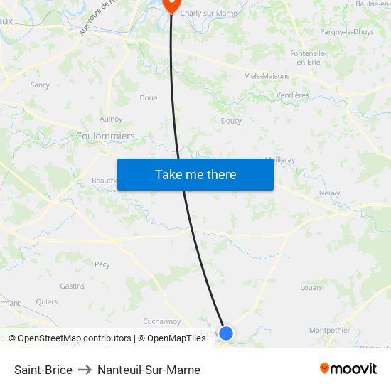 Saint-Brice to Nanteuil-Sur-Marne map