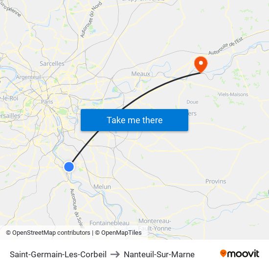Saint-Germain-Les-Corbeil to Nanteuil-Sur-Marne map