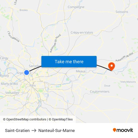 Saint-Gratien to Nanteuil-Sur-Marne map