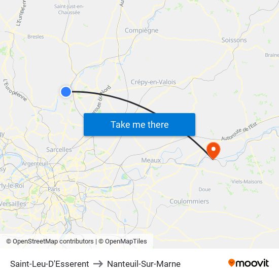 Saint-Leu-D'Esserent to Nanteuil-Sur-Marne map