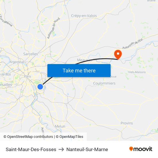 Saint-Maur-Des-Fosses to Nanteuil-Sur-Marne map
