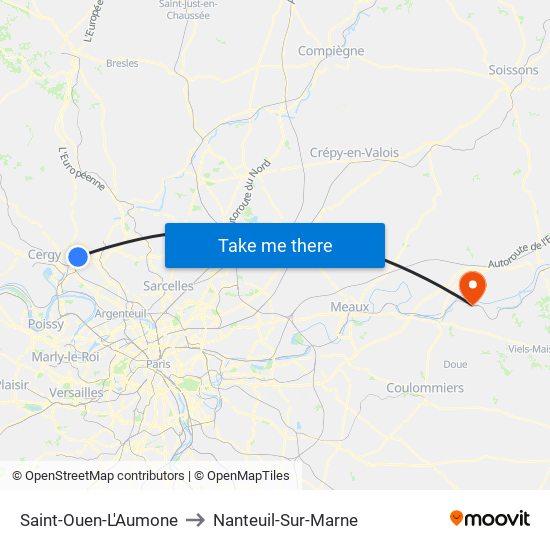Saint-Ouen-L'Aumone to Nanteuil-Sur-Marne map