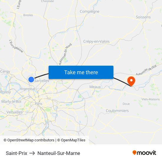 Saint-Prix to Nanteuil-Sur-Marne map