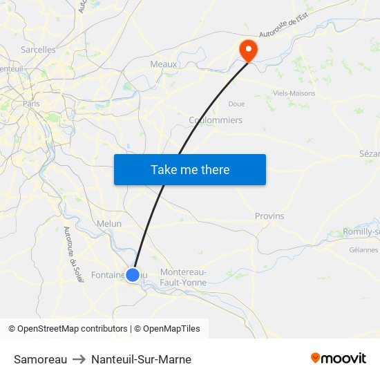 Samoreau to Nanteuil-Sur-Marne map