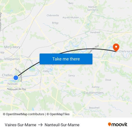 Vaires-Sur-Marne to Nanteuil-Sur-Marne map