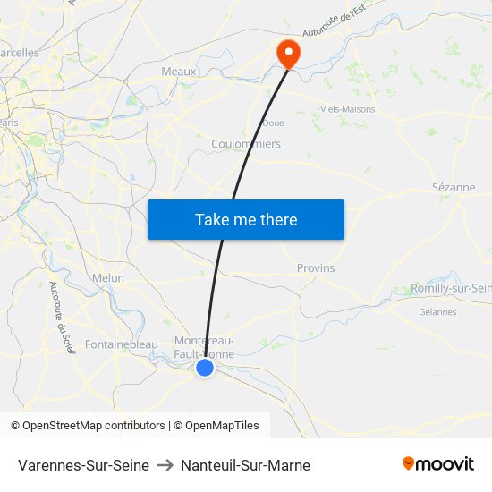 Varennes-Sur-Seine to Nanteuil-Sur-Marne map