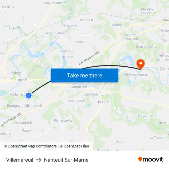 Villemareuil to Nanteuil-Sur-Marne map