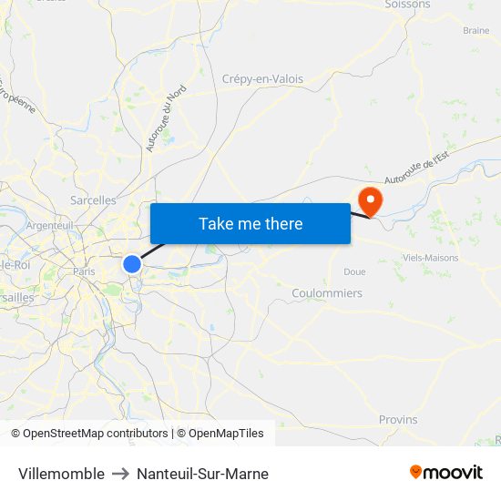 Villemomble to Nanteuil-Sur-Marne map