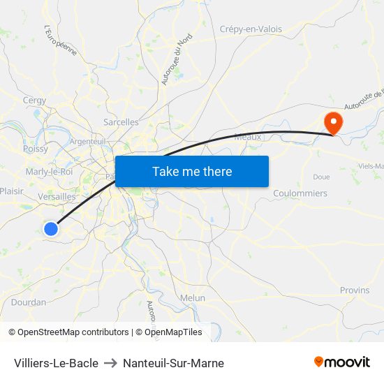 Villiers-Le-Bacle to Nanteuil-Sur-Marne map