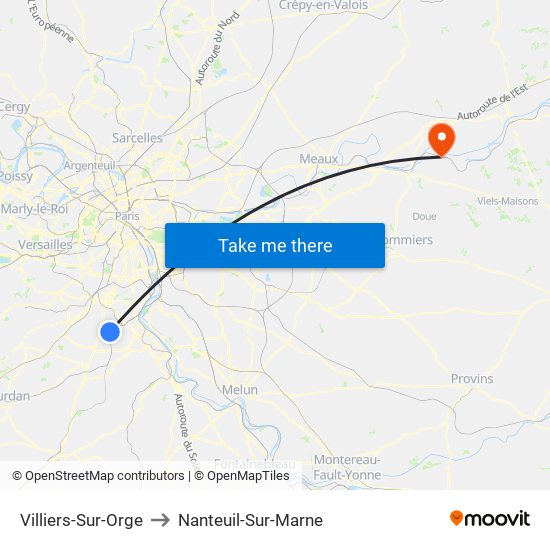 Villiers-Sur-Orge to Nanteuil-Sur-Marne map