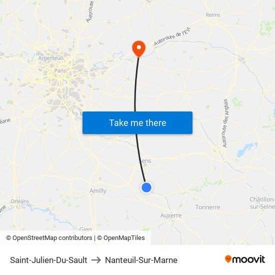 Saint-Julien-Du-Sault to Nanteuil-Sur-Marne map