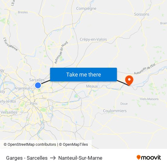 Garges - Sarcelles to Nanteuil-Sur-Marne map