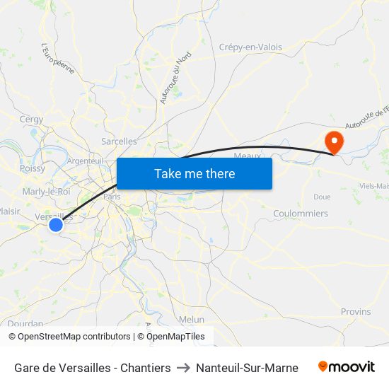 Gare de Versailles - Chantiers to Nanteuil-Sur-Marne map