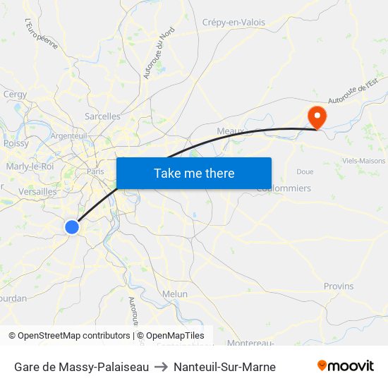 Gare de Massy-Palaiseau to Nanteuil-Sur-Marne map