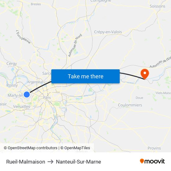 Rueil-Malmaison to Nanteuil-Sur-Marne map