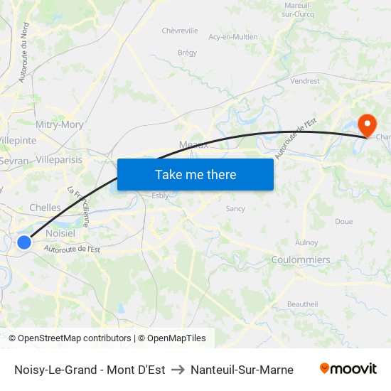 Noisy-Le-Grand - Mont D'Est to Nanteuil-Sur-Marne map
