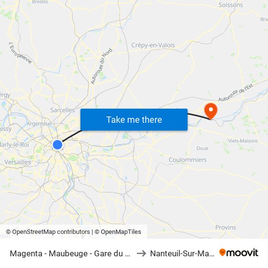 Magenta - Maubeuge - Gare du Nord to Nanteuil-Sur-Marne map