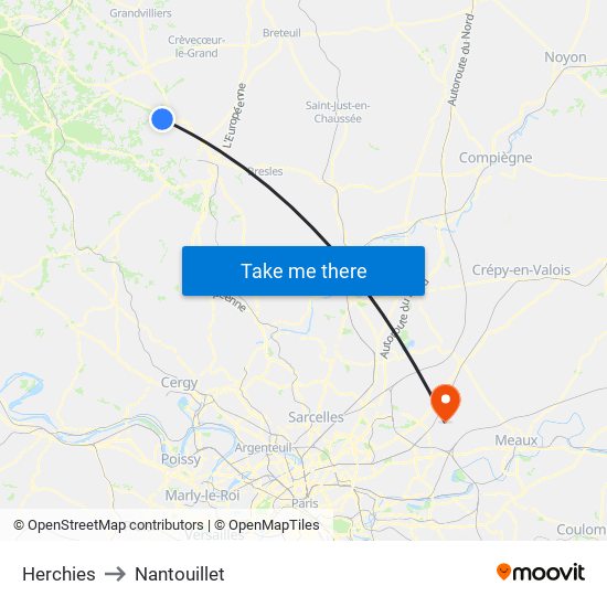 Herchies to Nantouillet map