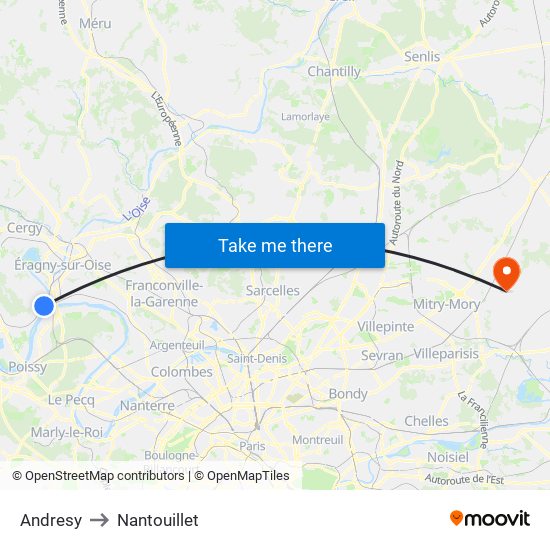 Andresy to Nantouillet map