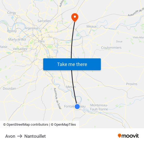 Avon to Nantouillet map