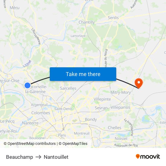 Beauchamp to Nantouillet map