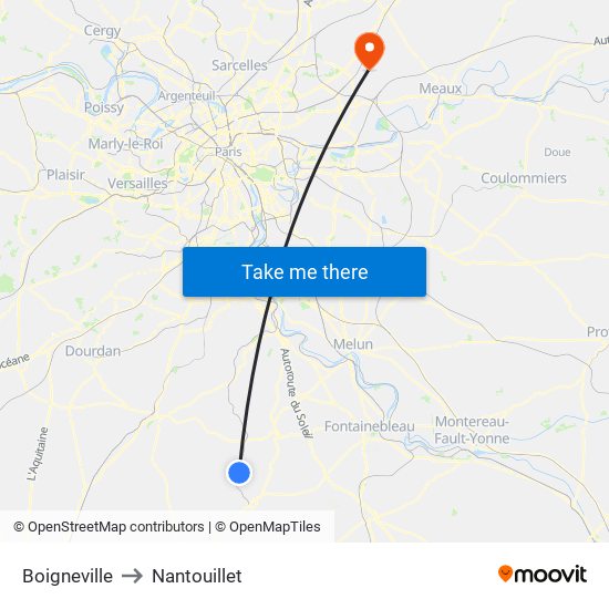 Boigneville to Nantouillet map