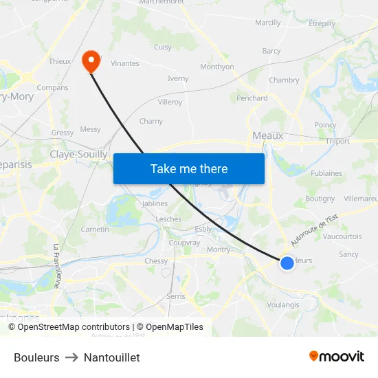Bouleurs to Nantouillet map