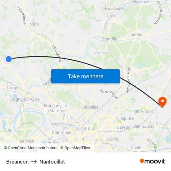 Breancon to Nantouillet map